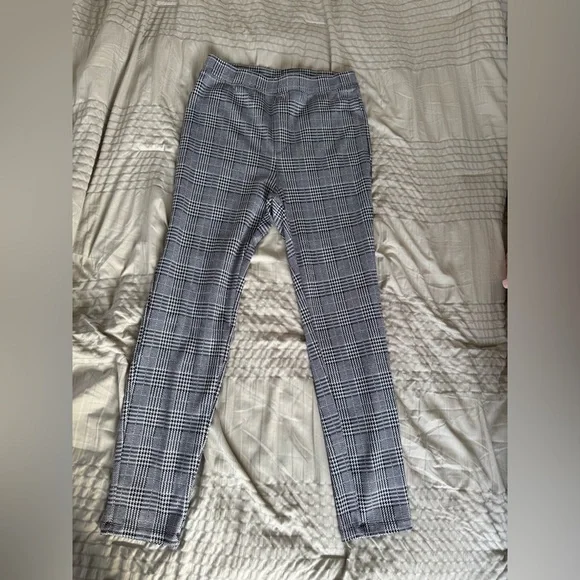 Halara Flex High Waisted Pocket Houndstooth Plaid Skinny Work Pants Blue White - Picture 5 of 6